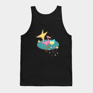 Mid Century Modern Atomic Vintage Retro Flamingo Tank Top